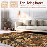 Ultra Soft Area Rug, Non Slip, Stain Resistant, Washable Area Rugs for Living Room, Bedroom, Charming Lodge Bear Imagery(Brown)