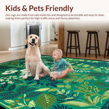 Ultra Soft Area Rug, Non Slip, Stain Resistant, Washable Area Rugs for Living Room, Bedroom, Whimsical Floral and Insect Fusion(Green)
