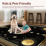 Ultra Soft Area Rug, Non Slip, Stain Resistant, Washable Area Rugs for Living Room, Bedroom, Rustic Multi-Tonal Tiled Pattern(Black)