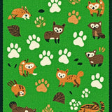 Ultra Soft Area Rug, Non Slip, Stain Resistant, Washable Area Rugs for Living Room, Bedroom, Whimsical Animal Track Motif(Green)