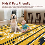 Ultra Soft Area Rug, Non Slip, Stain Resistant, Washable Area Rugs for Living Room, Bedroom, Earthy Toned Tribal Print Elegance(Yellow)