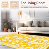Ultra Soft Area Rug, Non Slip, Stain Resistant, Washable Area Rugs for Living Room, Bedroom, Sunny Textured Coastal Vibe(Yellow)