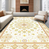 Ultra Soft Area Rug, Non Slip, Stain Resistant, Washable Area Rugs for Living Room, Bedroom, Artisan Crafted Round with Elaborate Inspired Design(Ivory)