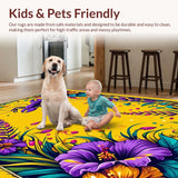 Ultra Soft Area Rug, Non Slip, Stain Resistant, Washable Area Rugs for Living Room, Bedroom, Colorful Abstract Lobster Motif(Yellow)