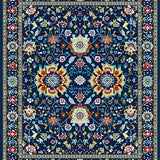 Ultra Soft Area Rug, Non Slip, Stain Resistant, Washable Area Rugs for Living Room, Bedroom, Elegant Geometric Floral Aesthetic(Blue)