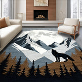 Ultra Soft Area Rug, Non Slip, Stain Resistant, Washable Area Rugs for Living Room, Bedroom, Elegant Moonlit Wilderness Pattern(Gray)
