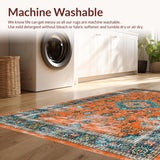 Ultra Soft Area Rug, Non Slip, Stain Resistant, Washable Area Rugs for Living Room, Bedroom, Contemporary Abstract Color Harmony(Orange)