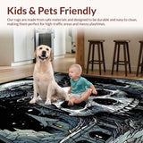 Ultra Soft Area Rug, Non Slip, Stain Resistant, Washable Area Rugs for Living Room, Bedroom, Edgy Halloween Themed Decor(Gray)