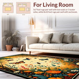Ultra Soft Area Rug, Non Slip, Stain Resistant, Washable Area Rugs for Living Room, Bedroom, Elegant Monochrome Floral Arrangement(Yellow)
