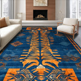 Ultra Soft Area Rug, Non Slip, Stain Resistant, Washable Area Rugs for Living Room, Bedroom, Artful Minimalist Tiger Design(Blue)