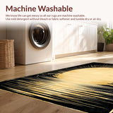 Ultra Soft Area Rug, Non Slip, Stain Resistant, Washable Area Rugs for Living Room, Bedroom, Mid Century Modern Sun Shape Design(Gold)