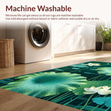 Ultra Soft Area Rug, Non Slip, Stain Resistant, Washable Area Rugs for Living Room, Bedroom, Vibrant Green Lotus Leaf Aesthetic(Green)
