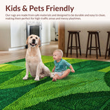 Ultra Soft Area Rug, Non Slip, Stain Resistant, Washable Area Rugs for Living Room, Bedroom, Lush Green Folk Art Inspiration(Green)