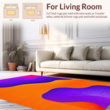 Ultra Soft Area Rug, Non Slip, Stain Resistant, Washable Area Rugs for Living Room, Bedroom, Radiant Color Burst Fluidity Concept(Orange)