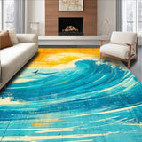 Ultra Soft Area Rug, Non Slip, Stain Resistant, Washable Area Rugs for Living Room, Bedroom, Coastal Surfboard Decor Rug Tropical Vibe Floor Mat Funny Art(Yellow)
