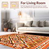 Ultra Soft Area Rug, Non Slip, Stain Resistant, Washable Area Rugs for Living Room, Bedroom, Modern Earthy Geometric Feel(Orange)