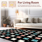 Ultra Soft Area Rug, Non Slip, Stain Resistant, Washable Area Rugs for Living Room, Bedroom, Dynamic Contemporary Symmetrical Shapes(Pink)