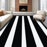 Ultra Soft Area Rug, Non Slip, Stain Resistant, Washable Area Rugs for Living Room, Bedroom, Modern Dash Stripe Rug Chic Entry Carpet(Black)