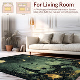 Ultra Soft Area Rug, Non Slip, Stain Resistant, Washable Area Rugs for Living Room, Bedroom, Midnight Coven Rug Pair - Bewitched Floor Art - Enchanted Black Carpet(Black)
