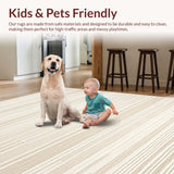 Ultra Soft Area Rug, Non Slip, Stain Resistant, Washable Area Rugs for Living Room, Bedroom, Sleek Earthy Geometric Arrangement(Beige)