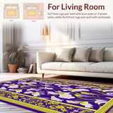 Ultra Soft Area Rug, Non Slip, Stain Resistant, Washable Area Rugs for Living Room, Bedroom, Vibrant Geometric Seasonal Accents(Purple)