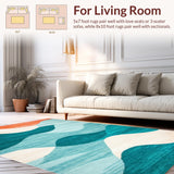 Ultra Soft Area Rug, Non Slip, Stain Resistant, Washable Area Rugs for Living Room, Bedroom, Calming Aqua Coral Abstract Flow(Blue)