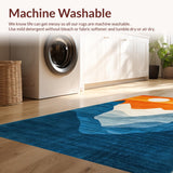Ultra Soft Area Rug, Non Slip, Stain Resistant, Washable Area Rugs for Living Room, Bedroom, Playful Organic Landscape Visual(Orange)