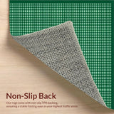 Ultra Soft Area Rug, Non Slip, Stain Resistant, Washable Area Rugs for Living Room, Bedroom, Elegant Checker Motif in Green(Green)