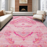 Ultra Soft Area Rug, Non Slip, Stain Resistant, Washable Area Rugs for Living Room, Bedroom, Whimsical Stylish Textured Layers(Pink)