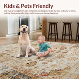 Ultra Soft Area Rug, Non Slip, Stain Resistant, Washable Area Rugs for Living Room, Bedroom, Luxurious Abstract Terracotta Palette(Beige)
