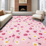 Ultra Soft Area Rug, Non Slip, Stain Resistant, Washable Area Rugs for Living Room, Bedroom, Elegant Floral Contemporary Style(Pink)
