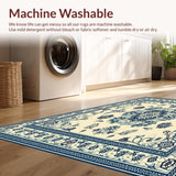Ultra Soft Area Rug, Non Slip, Stain Resistant, Washable Area Rugs for Living Room, Bedroom, Caria Collection Elegant Ocean Medallion Area With Non Slip Backing(Ivory)
