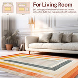 Ultra Soft Area Rug, Non Slip, Stain Resistant, Washable Area Rugs for Living Room, Bedroom, Elegant Earthy Toned Tufting(Orange)