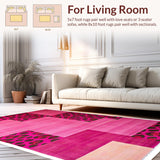Ultra Soft Area Rug, Non Slip, Stain Resistant, Washable Area Rugs for Living Room, Bedroom, Vibrant Animal Print Door Mat Contemporary Home Decor(Pink)