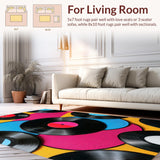 Ultra Soft Area Rug, Non Slip, Stain Resistant, Washable Area Rugs for Living Room, Bedroom, Stylish Semi-Circle Patio Rug for Nostalgic Decor(Black)