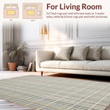 Ultra Soft Area Rug, Non Slip, Stain Resistant, Washable Area Rugs for Living Room, Bedroom, Chic Vintage Checkered Motif(Beige)