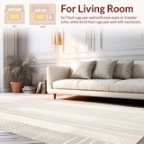 Ultra Soft Area Rug, Non Slip, Stain Resistant, Washable Area Rugs for Living Room, Bedroom, Teagan Farmhouse Collection Neutral Area With Aesthetic Appeal(Beige)