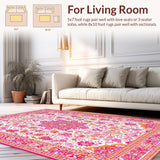 Ultra Soft Area Rug, Non Slip, Stain Resistant, Washable Area Rugs for Living Room, Bedroom, Whimsical Colorful Medallion Arrangement(Orange)