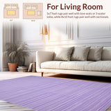Ultra Soft Area Rug, Non Slip, Stain Resistant, Washable Area Rugs for Living Room, Bedroom, Sleek Monochrome Rustic Touch(Purple)