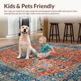 Ultra Soft Area Rug, Non Slip, Stain Resistant, Washable Area Rugs for Living Room, Bedroom, Artful Abstract Lagoon Palette(Orange)