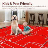 Ultra Soft Area Rug, Non Slip, Stain Resistant, Washable Area Rugs for Living Room, Bedroom, Rustic Textured Athletic Scene(Red)