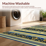 Ultra Soft Area Rug, Non Slip, Stain Resistant, Washable Area Rugs for Living Room, Bedroom, Neutral with Geometric Stripe(Blue)