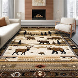 Ultra Soft Area Rug, Non Slip, Stain Resistant, Washable Area Rugs for Living Room, Bedroom, Rustic Lodge Animal Motifs(Brown)