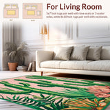 Ultra Soft Area Rug, Non Slip, Stain Resistant, Washable Area Rugs for Living Room, Bedroom, Rustic Cozy Textured Plant Pattern(Pink)