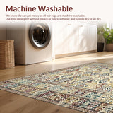 Ultra Soft Area Rug, Non Slip, Stain Resistant, Washable Area Rugs for Living Room, Bedroom, Boho Woven Neutral Area(Beige)
