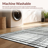 Ultra Soft Area Rug, Non Slip, Stain Resistant, Washable Area Rugs for Living Room, Bedroom, Sophisticated Black and White Striped Runner Rug for Unique Spaces(Black)