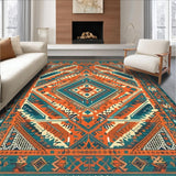 Ultra Soft Area Rug, Non Slip, Stain Resistant, Washable Area Rugs for Living Room, Bedroom, Luxurious Multicolor Geometric Arrangement(Orange)