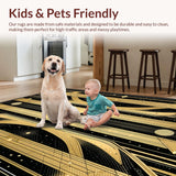 Ultra Soft Area Rug, Non Slip, Stain Resistant, Washable Area Rugs for Living Room, Bedroom, Stylish Geometric Patterned Aesthetic(Gold)