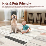 Ultra Soft Area Rug, Non Slip, Stain Resistant, Washable Area Rugs for Living Room, Bedroom, Abstract Boho Harmony with Geometric Lines and Earthy Tones(Gray)