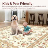 Ultra Soft Area Rug, Non Slip, Stain Resistant, Washable Area Rugs for Living Room, Bedroom, Low Pile Retro Beige Delicate Vintage Floral Lattice(Beige)